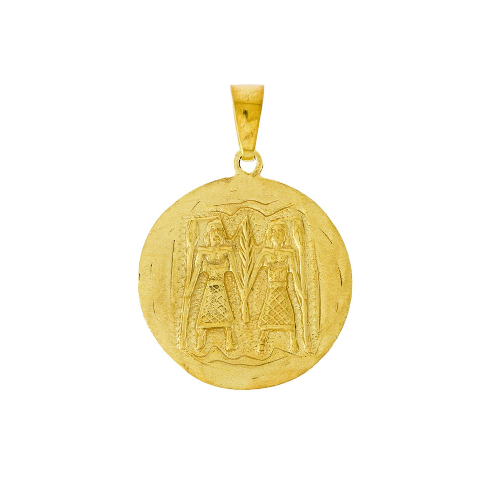 Yellow Gold x "Gemini" 22mm Zodiac Pendant - Kingdom Jewelry