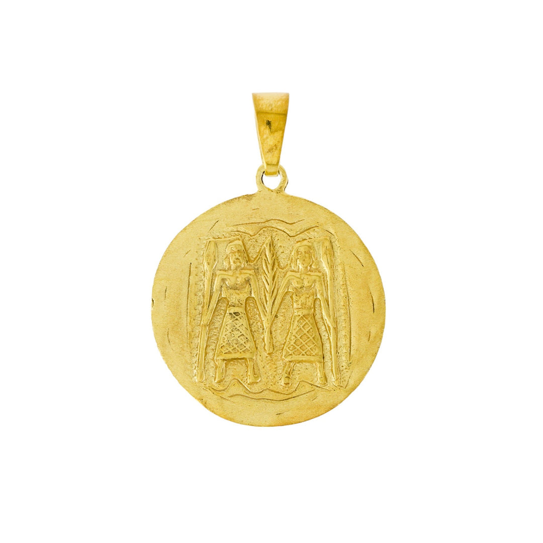 Yellow Gold x "Gemini" 22mm Zodiac Pendant - Kingdom Jewelry