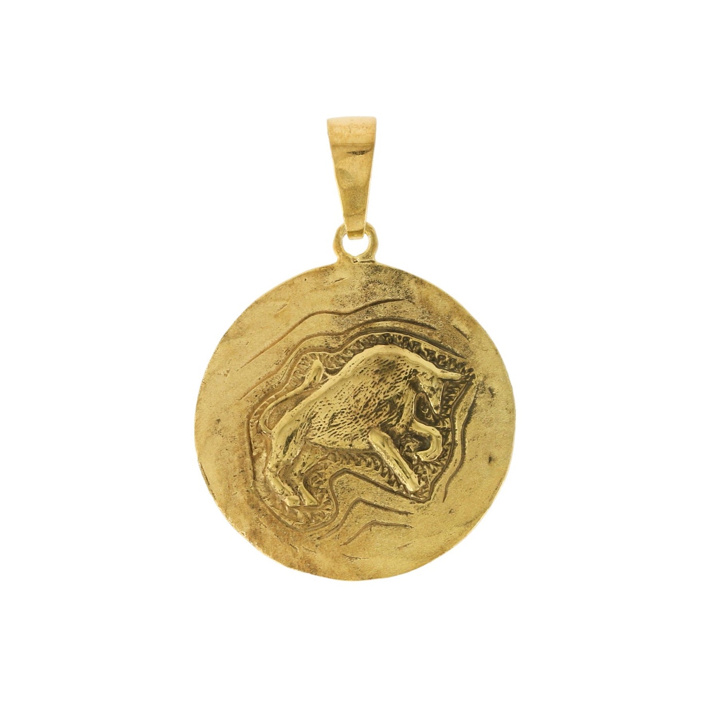 Yellow Gold x "Taurus" 22mm Zodiac Pendant - Kingdom Jewelry