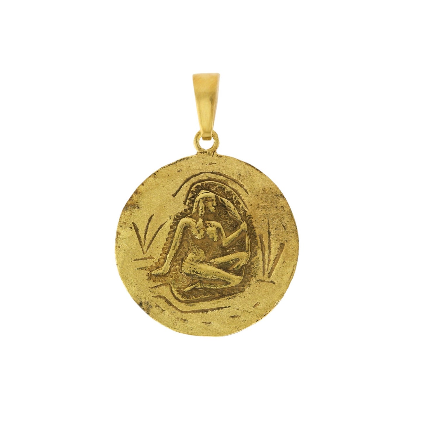 Yellow Gold x "Virgo" 22mm Zodiac Pendant - Kingdom Jewelry