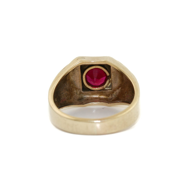 10k Gold x Rubilite Art-Deco Signet - Kingdom Jewelry