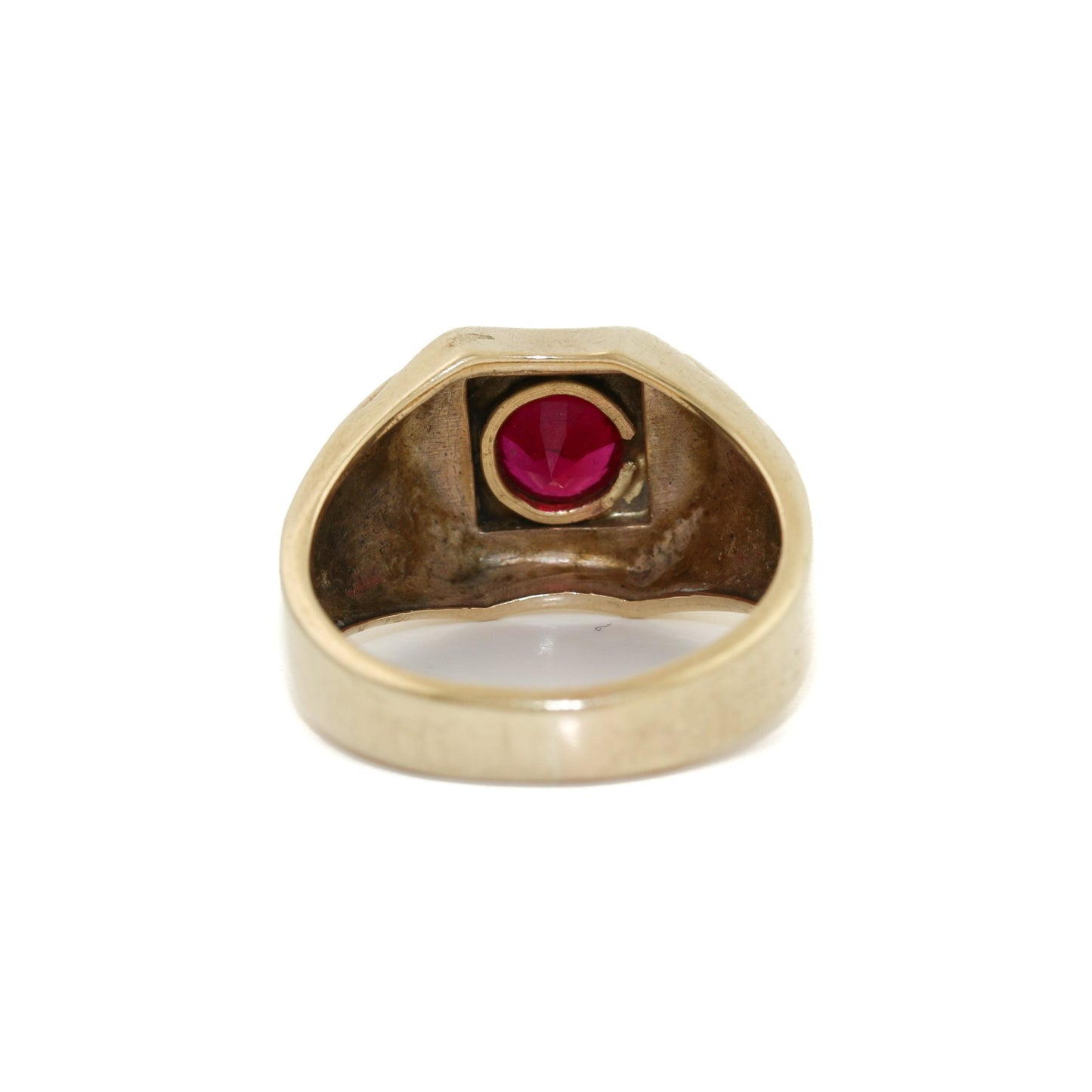 Load image into Gallery viewer, 10k Gold x Rubilite Art-Deco Signet - Kingdom Jewelry
