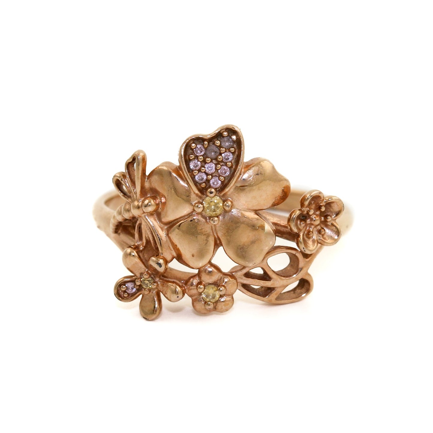 10k Rose Gold x Diamond Floral Ring - Kingdom Jewelry