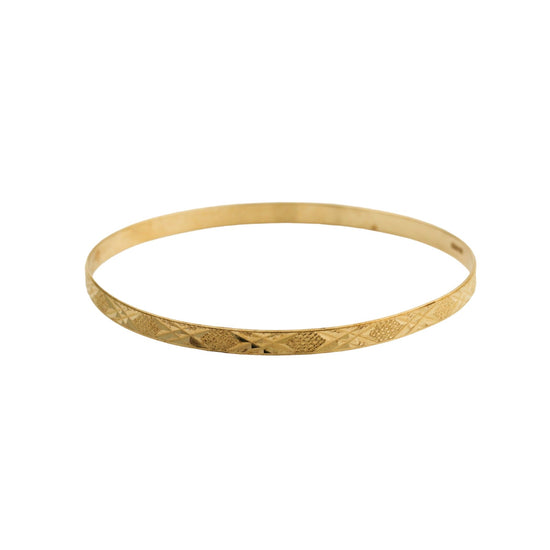10k Textured Vintage Gold Bangle - Kingdom Jewelry
