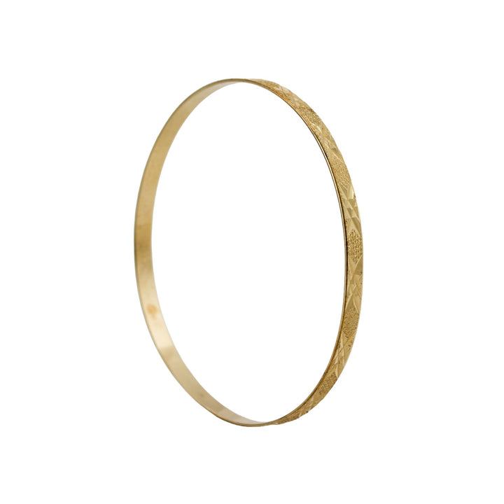 10k Textured Vintage Gold Bangle - Kingdom Jewelry