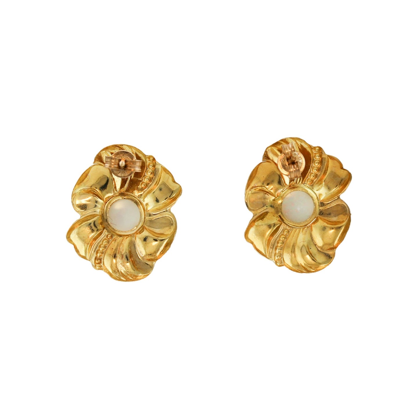 10k Vintage Gold Flower x Opal Earrings - Kingdom Jewelry