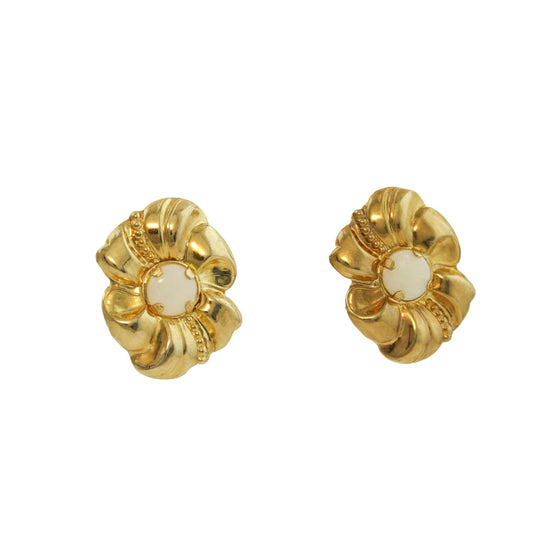 10k Vintage Gold Flower x Opal Earrings - Kingdom Jewelry