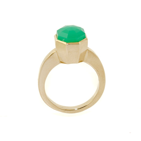 14 K Gold Faceted Chrysoprase Cocktail Ring - Kingdom Jewelry