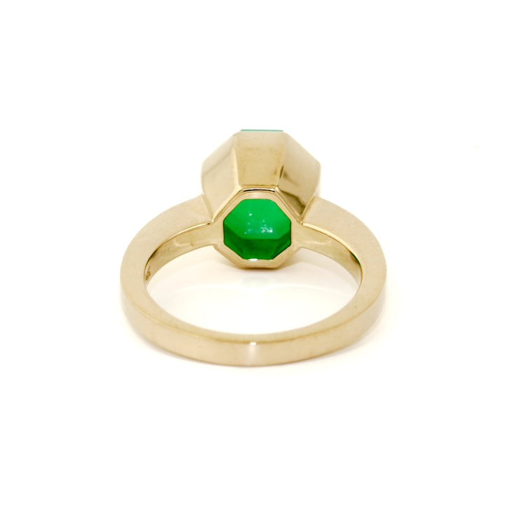 14 K Gold Faceted Chrysoprase Cocktail Ring - Kingdom Jewelry