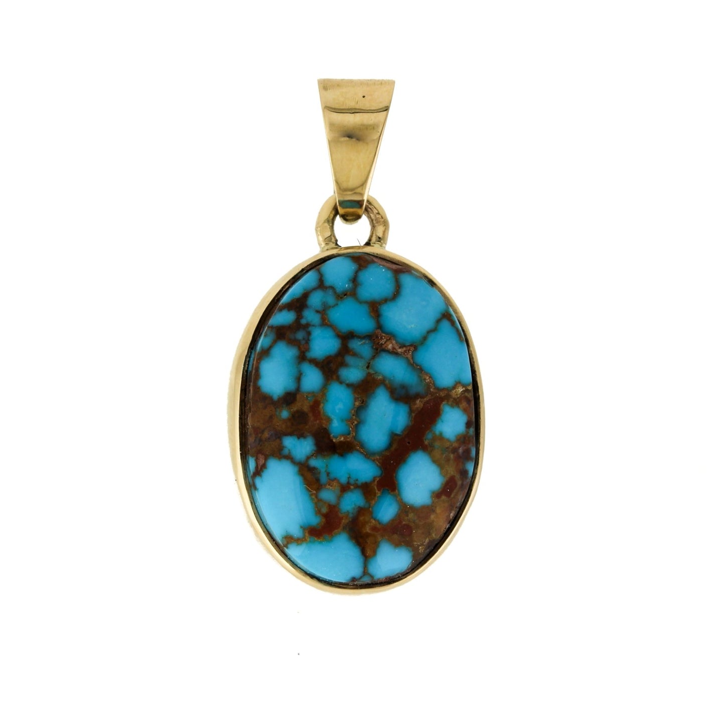 14 K x Egyptian Turquoise Oval Pendant - Kingdom Jewelry