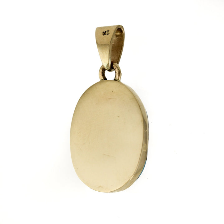 14 K x Egyptian Turquoise Oval Pendant - Kingdom Jewelry
