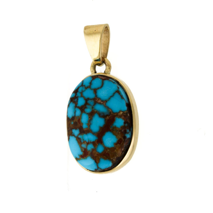 14 K x Egyptian Turquoise Oval Pendant - Kingdom Jewelry