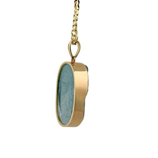 14 KT Gold Aqua Marine Pendant - Kingdom Jewelry
