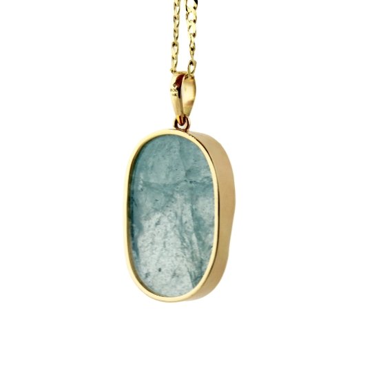14 KT Gold Aqua Marine Pendant - Kingdom Jewelry