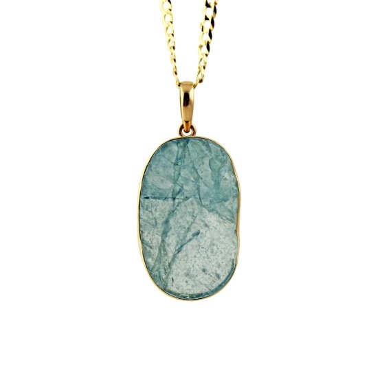 14 KT Gold Aqua Marine Pendant - Kingdom Jewelry