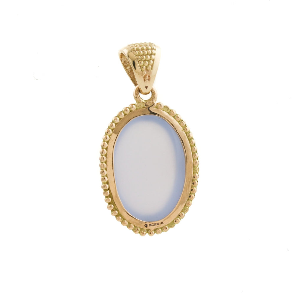 
                      
                        14 KT Gold Granulated "Raja" Pendant x Lavendar Chalcedony by Kingdom - Kingdom Jewelry
                      
                    