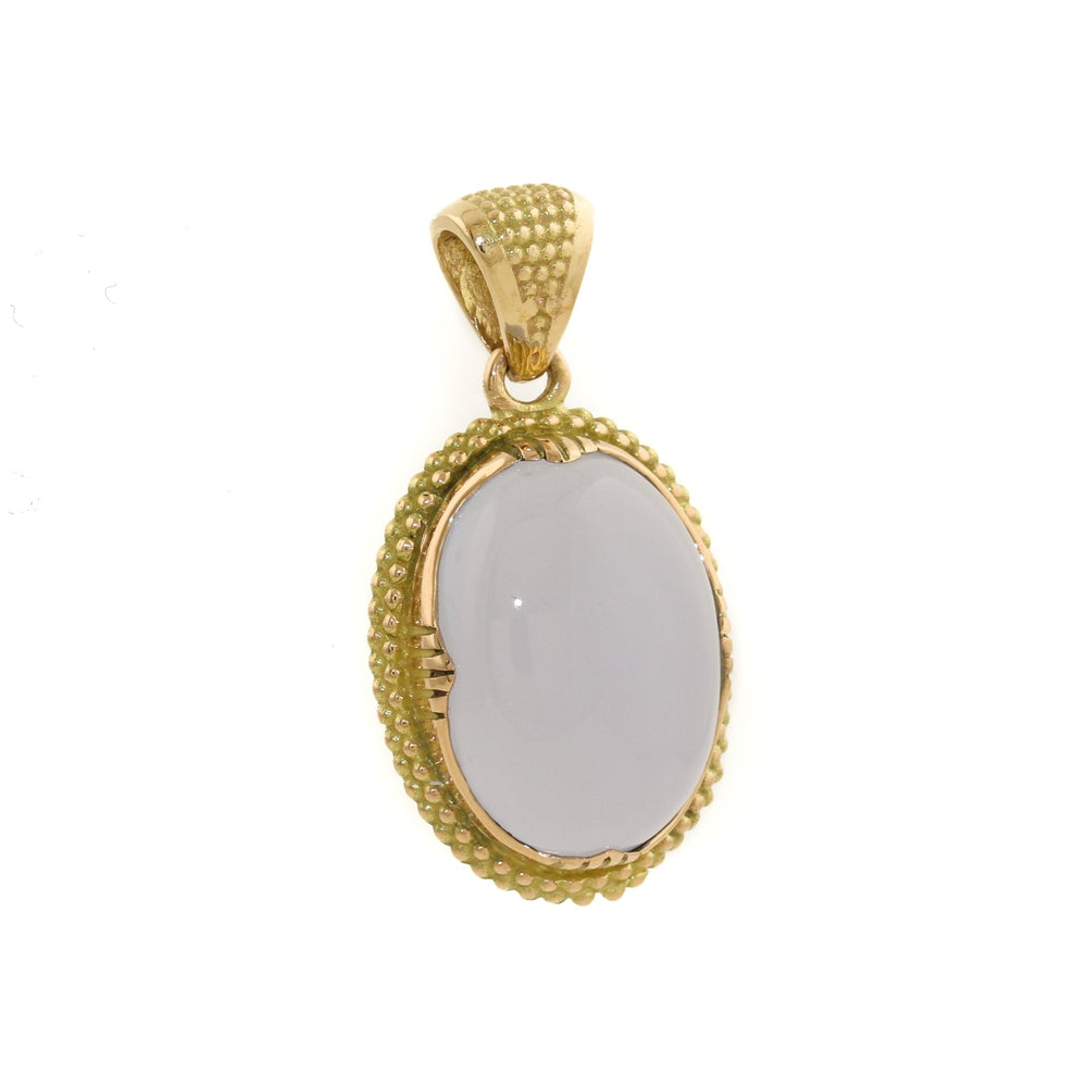 
                      
                        14 KT Gold Granulated "Raja" Pendant x Lavendar Chalcedony by Kingdom - Kingdom Jewelry
                      
                    