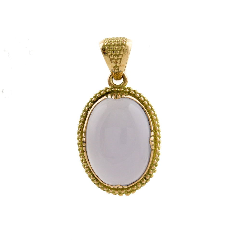 
                      
                        14 KT Gold Granulated "Raja" Pendant x Lavendar Chalcedony by Kingdom - Kingdom Jewelry
                      
                    