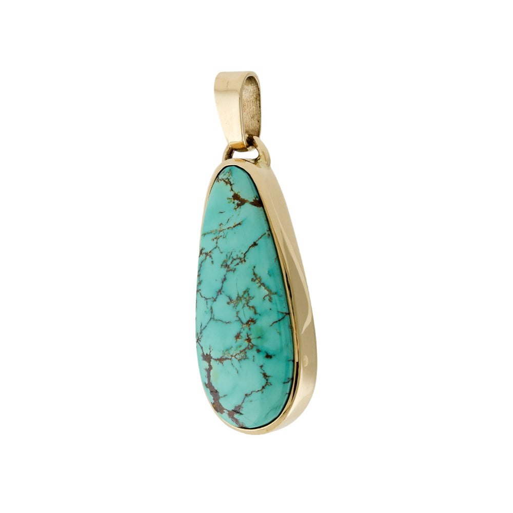 14 KT Gold x "Callais" Royston Turquoise Pendant - Kingdom Jewelry