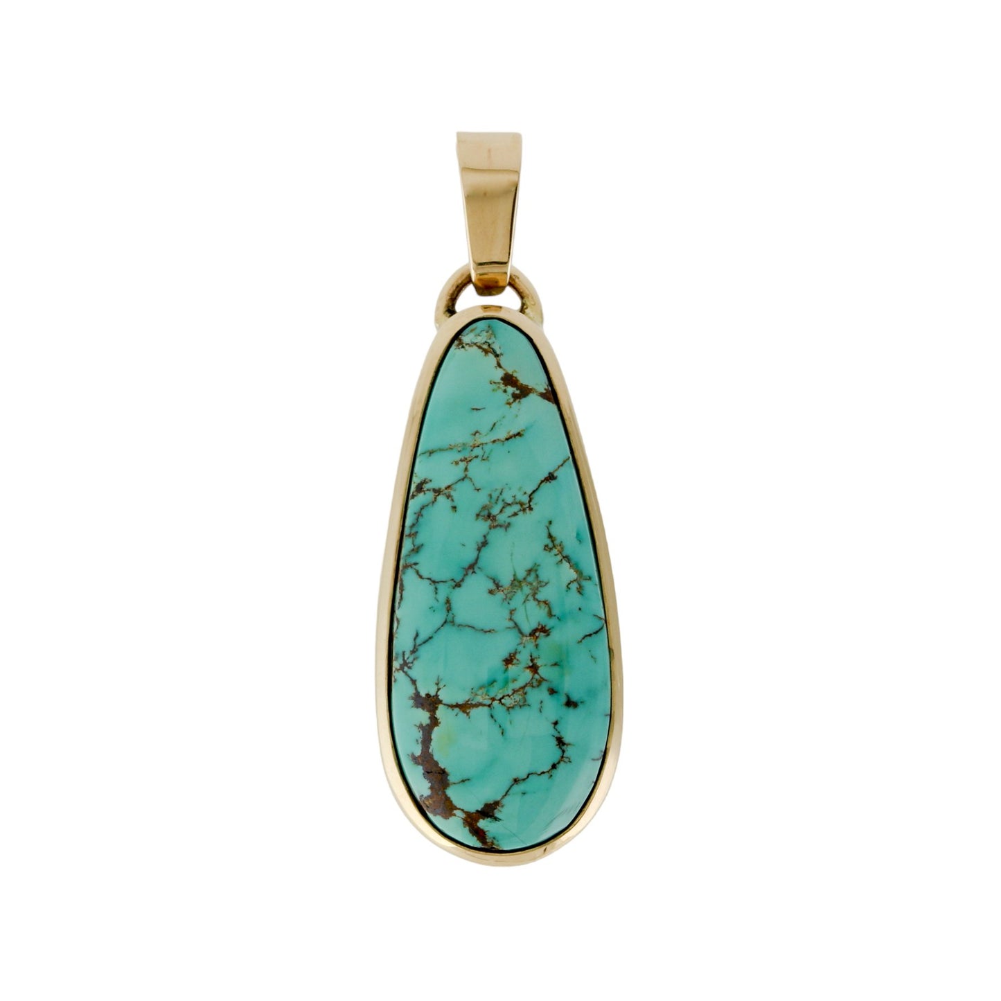 14 KT Gold x "Callais" Royston Turquoise Pendant - Kingdom Jewelry