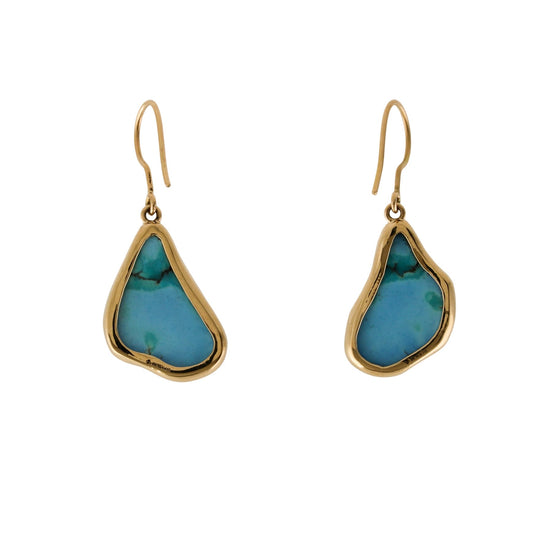 14 KT Gold x Golden Hills Turquoise Nugget Earrings - Kingdom Jewelry