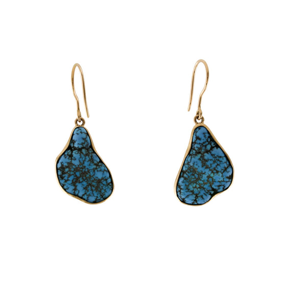 14 KT Gold x Golden Hills Turquoise Nugget Earrings - Kingdom Jewelry