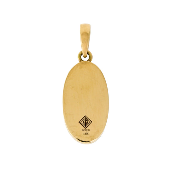 14 KT Gold x Natatorial Egyptian Turquoise Oval Pendant - Kingdom Jewelry