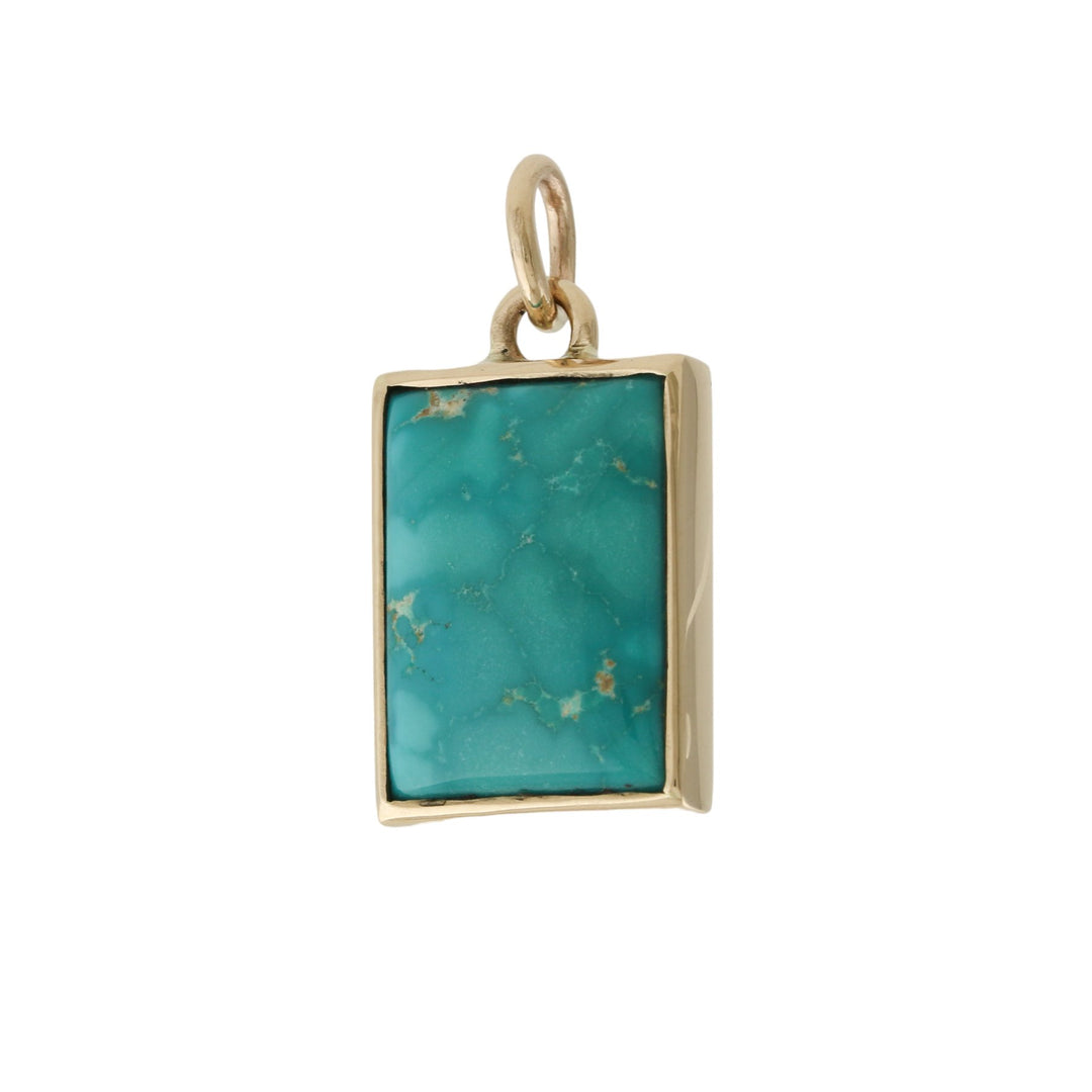 14 KT Gold x Neyshabur Turquoise Rectangle Pendant - Kingdom Jewelry