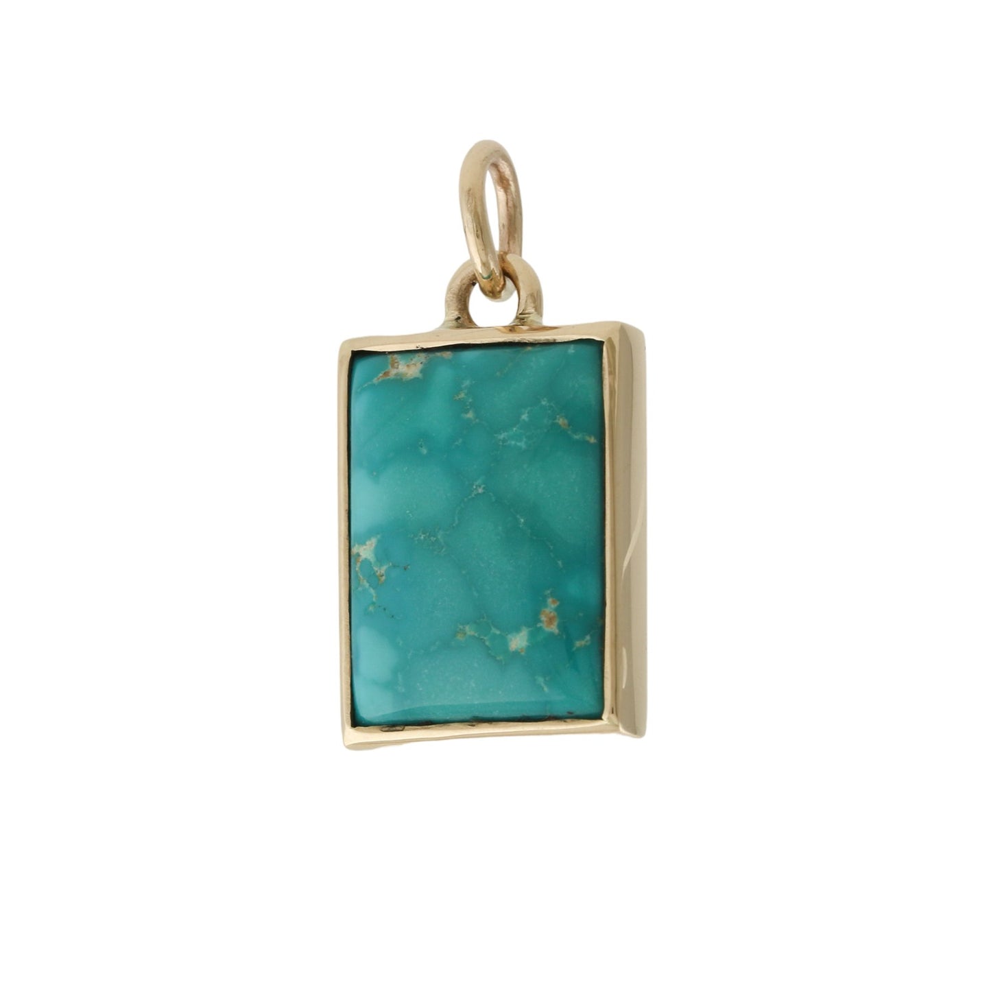 14 KT Gold x Neyshabur Turquoise Rectangle Pendant - Kingdom Jewelry