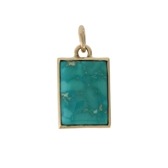 14 KT Gold x Neyshabur Turquoise Rectangle Pendant - Kingdom Jewelry