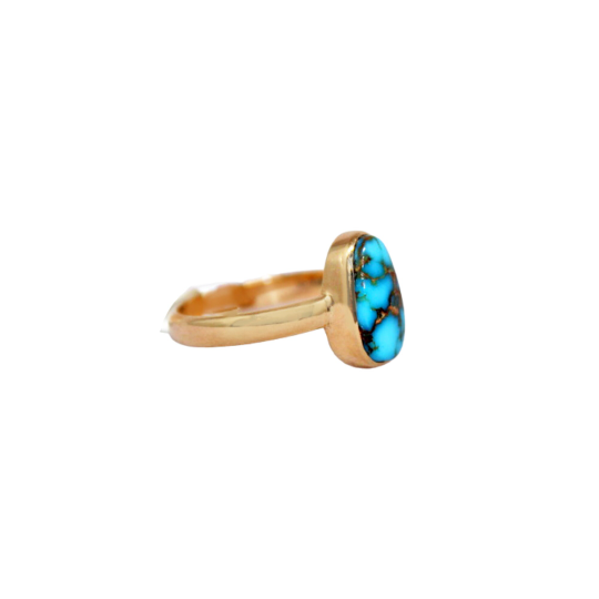 Teardrop Egyptian Turquoise Gold Ring - Kingdom Jewelry