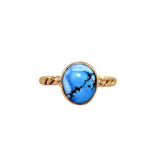 14K Circular Golden Turquoise Ring - Kingdom Jewelry