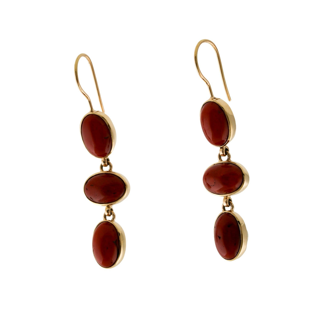 14K Coral Drop Earrings - Kingdom Jewelry