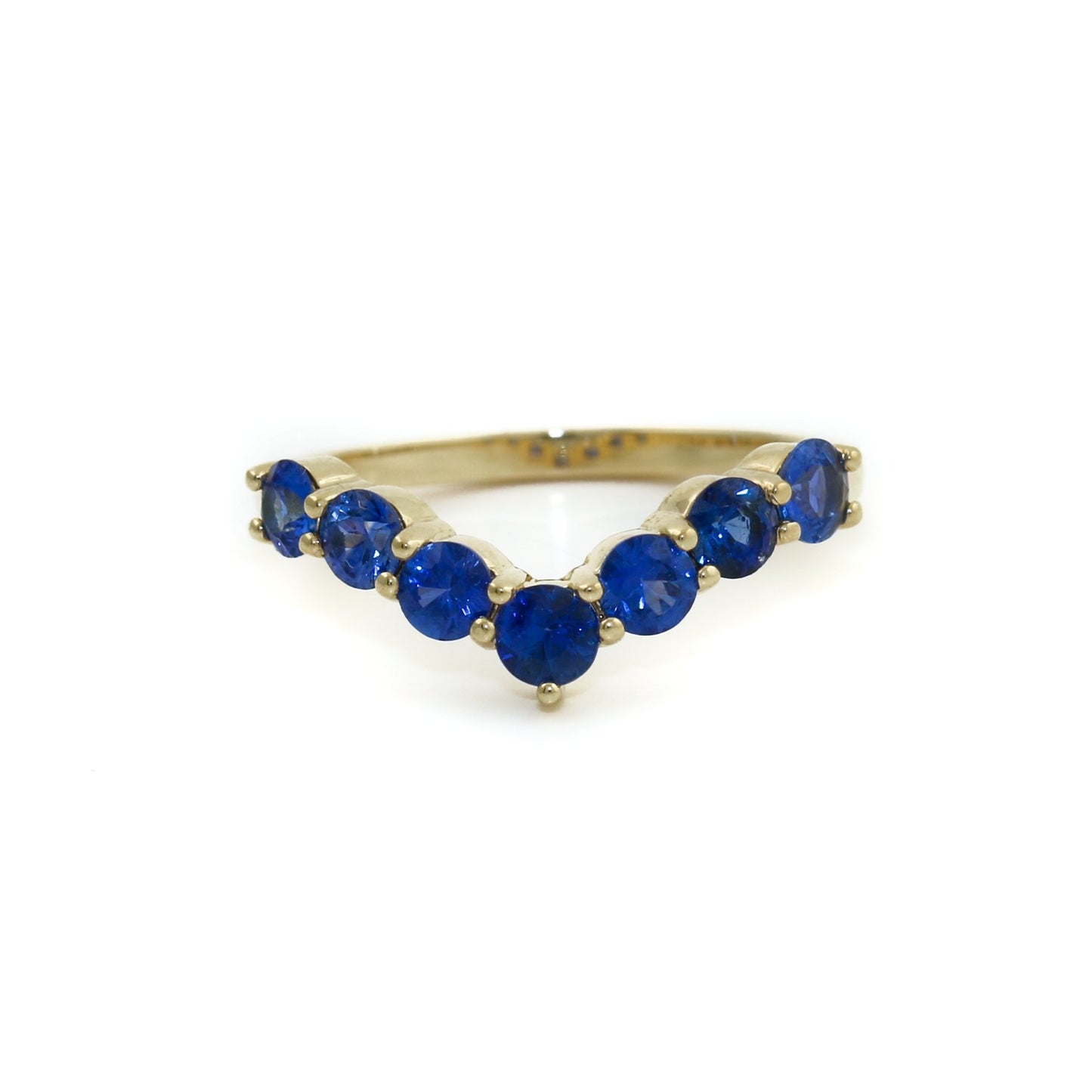 14k Cornflower Blue Sapphire Tiara Band - Kingdom Jewelry