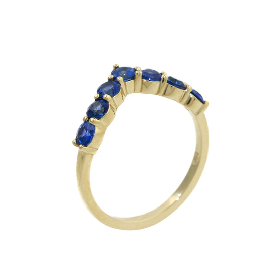 14k Cornflower Blue Sapphire Tiara Band - Kingdom Jewelry