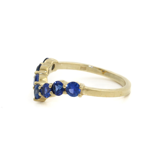 14k Cornflower Blue Sapphire Tiara Band - Kingdom Jewelry