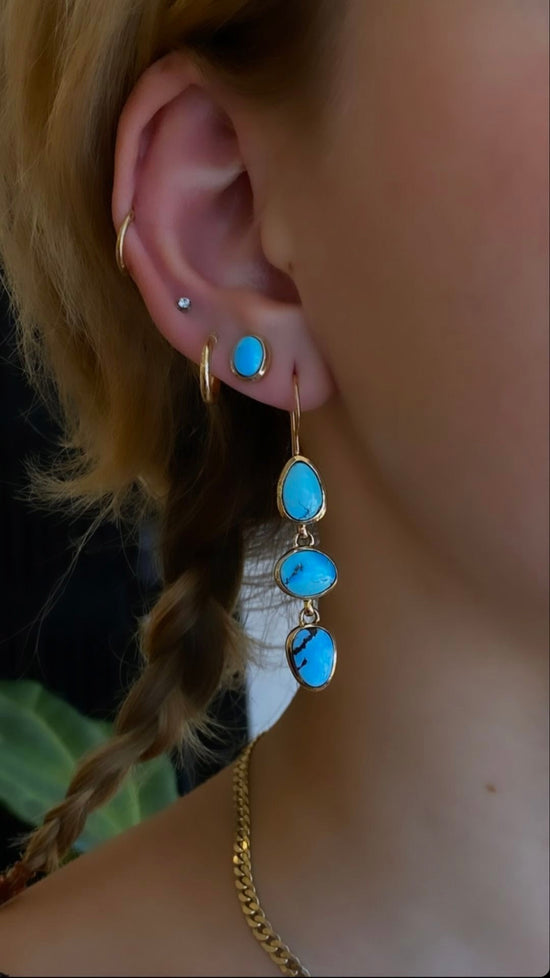 14K "Desert Skies" Vibrant Blue Turquoise Earrings - Kingdom Jewelry