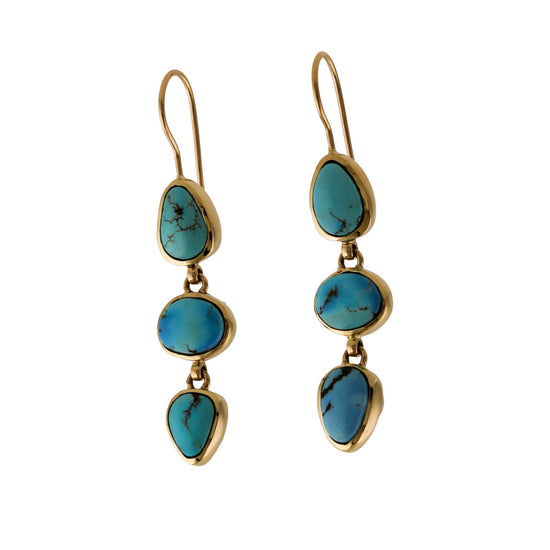 14K "Desert Skies" Vibrant Blue Turquoise Earrings - Kingdom Jewelry