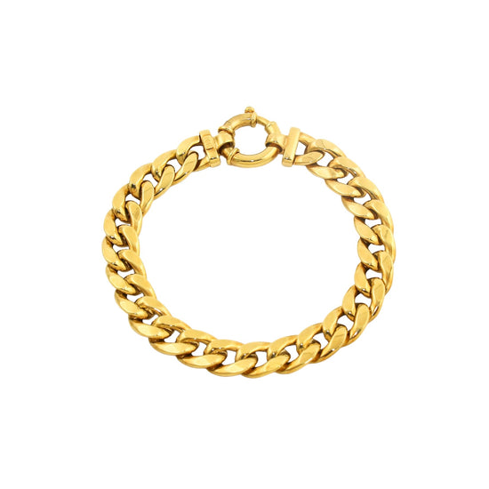 14k Double Finish Chunky Gold Curb Pendant - Kingdom Jewelry