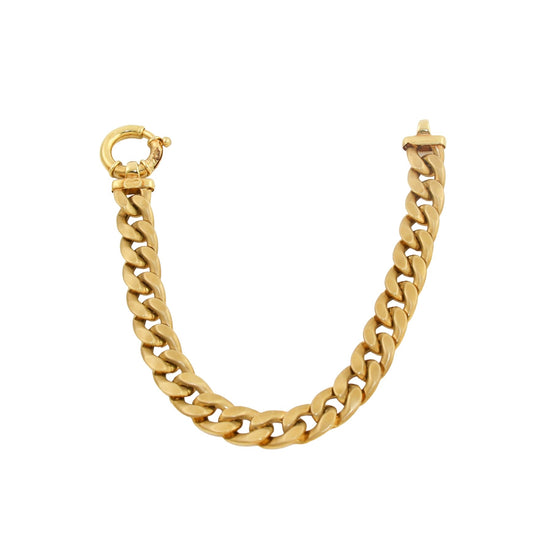 14k Double Finish Chunky Gold Curb Pendant - Kingdom Jewelry