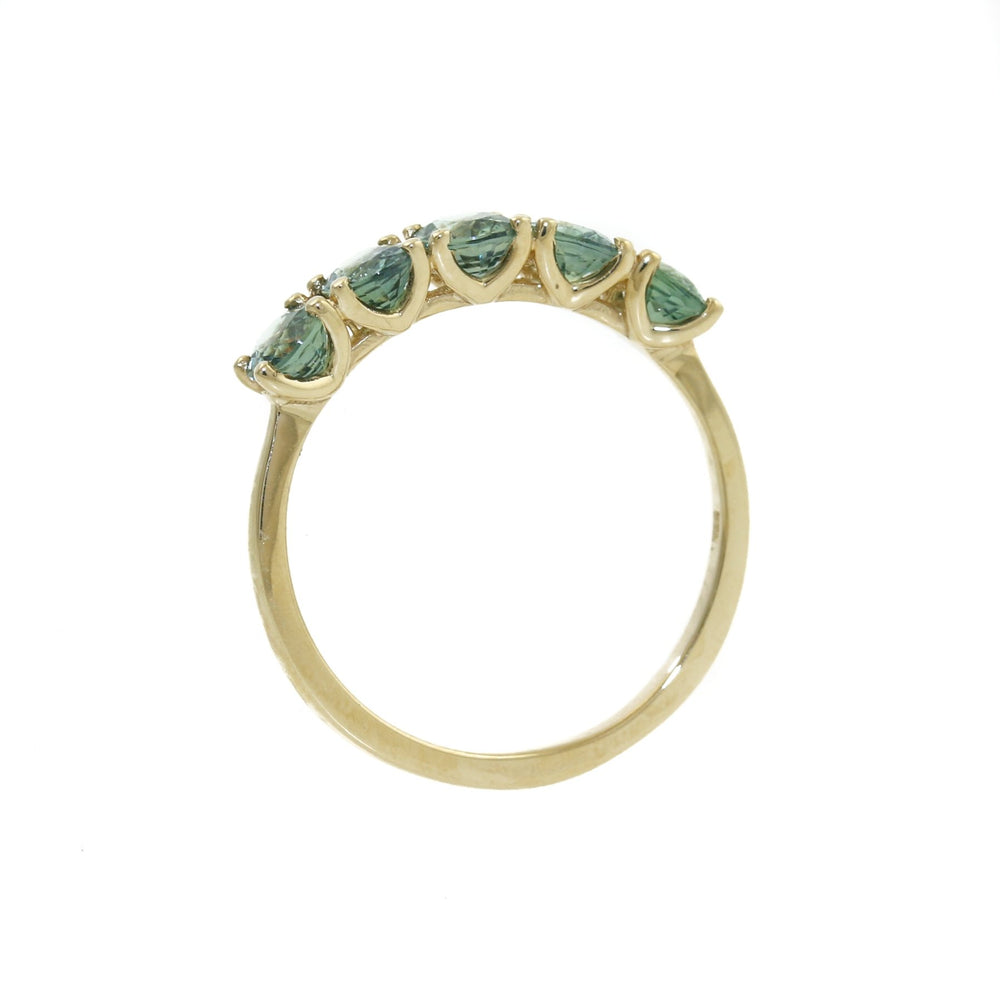 14k Five-Stone Teal Sapphire Band - Kingdom Jewelry