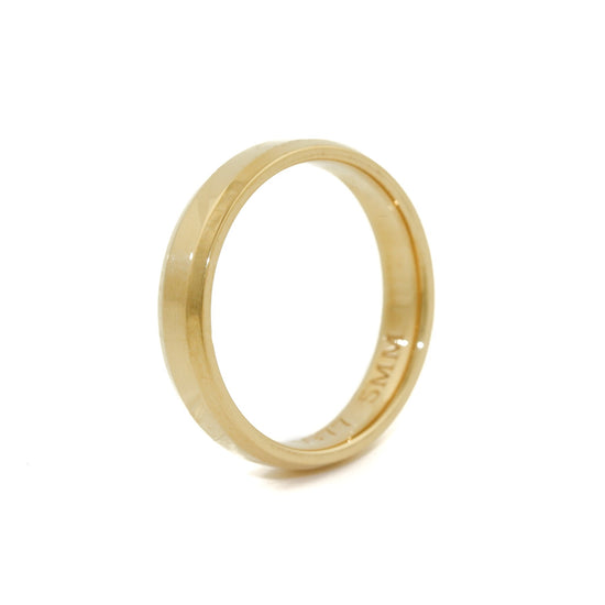 14k Gold 5mm Accented-Edge Band - Kingdom Jewelry