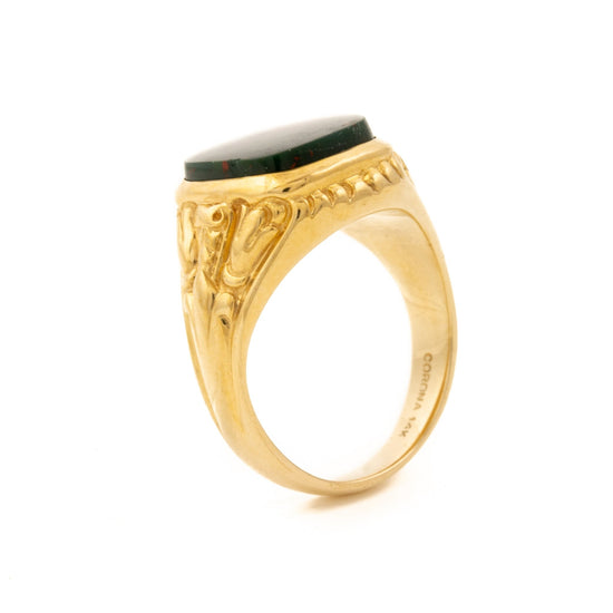 14K Gold Bloodstone Signet - Kingdom Jewelry