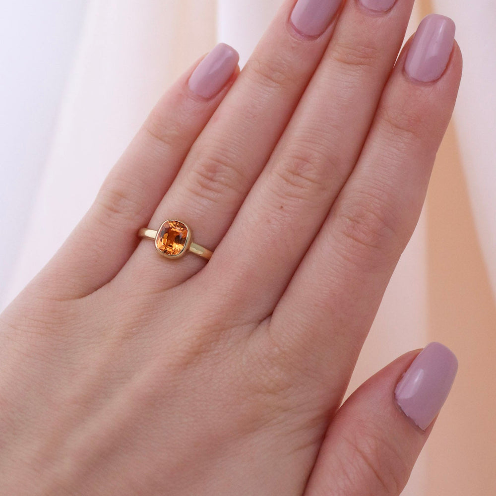 
                      
                        14k Gold Cushion Cut Mandarin Garnet Ring - Kingdom Jewelry
                      
                    