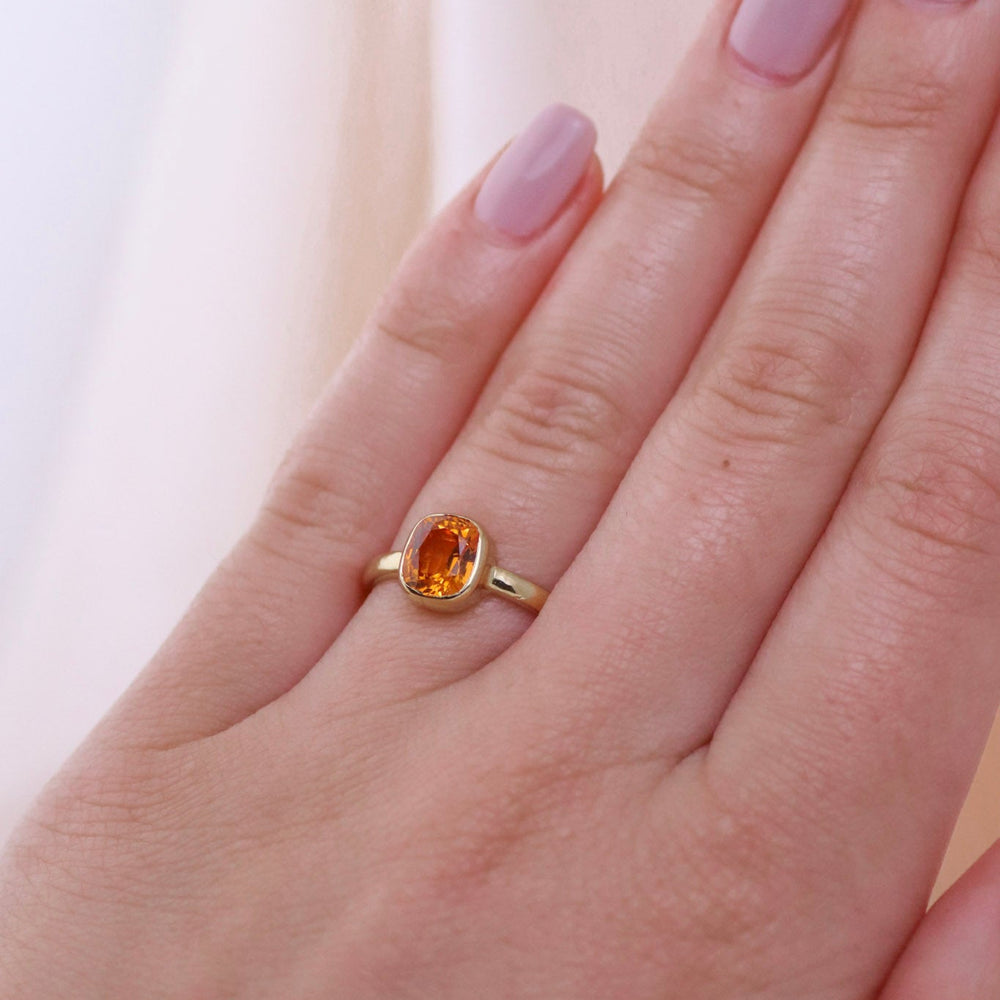 
                      
                        14k Gold Cushion Cut Mandarin Garnet Ring - Kingdom Jewelry
                      
                    