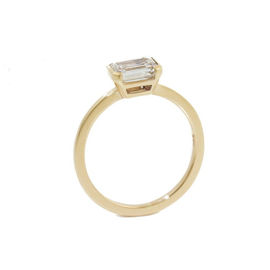 14K Gold Emerald Cut Solitaire Lab Diamond Ring - Kingdom Jewelry