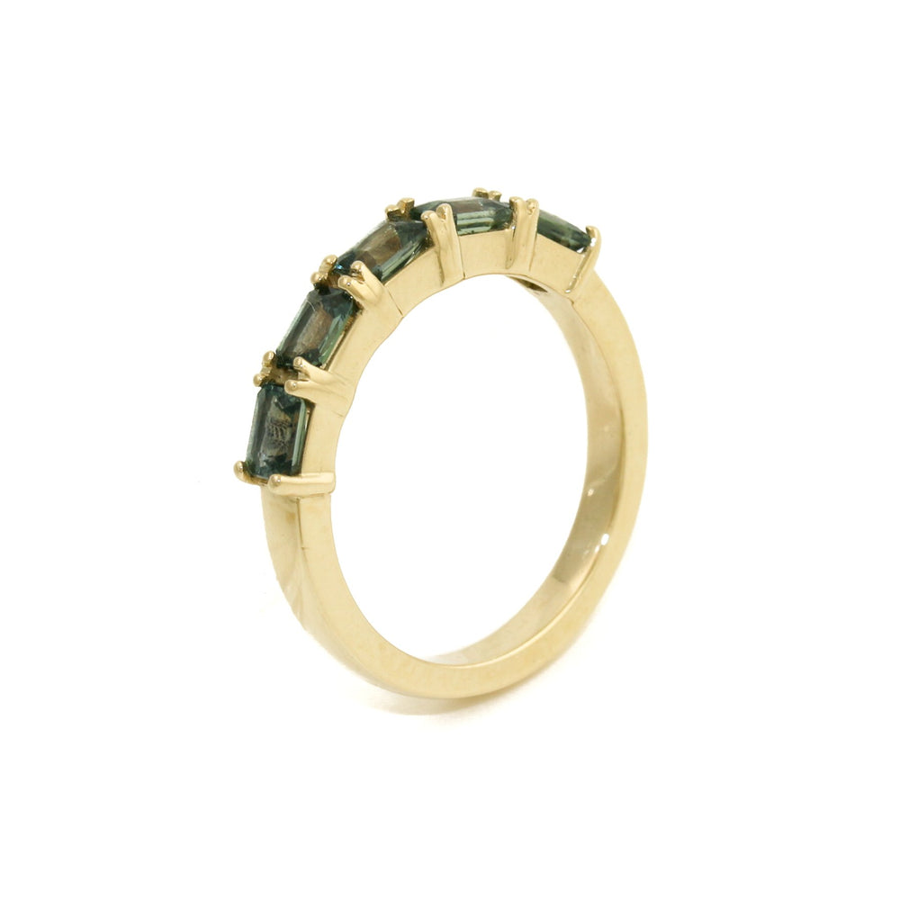 
                      
                        14K Gold Emerald- Cut Teal Sapphire Bead- Set Band - Kingdom Jewelry
                      
                    