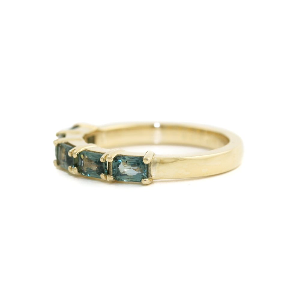 
                      
                        14K Gold Emerald- Cut Teal Sapphire Bead- Set Band - Kingdom Jewelry
                      
                    