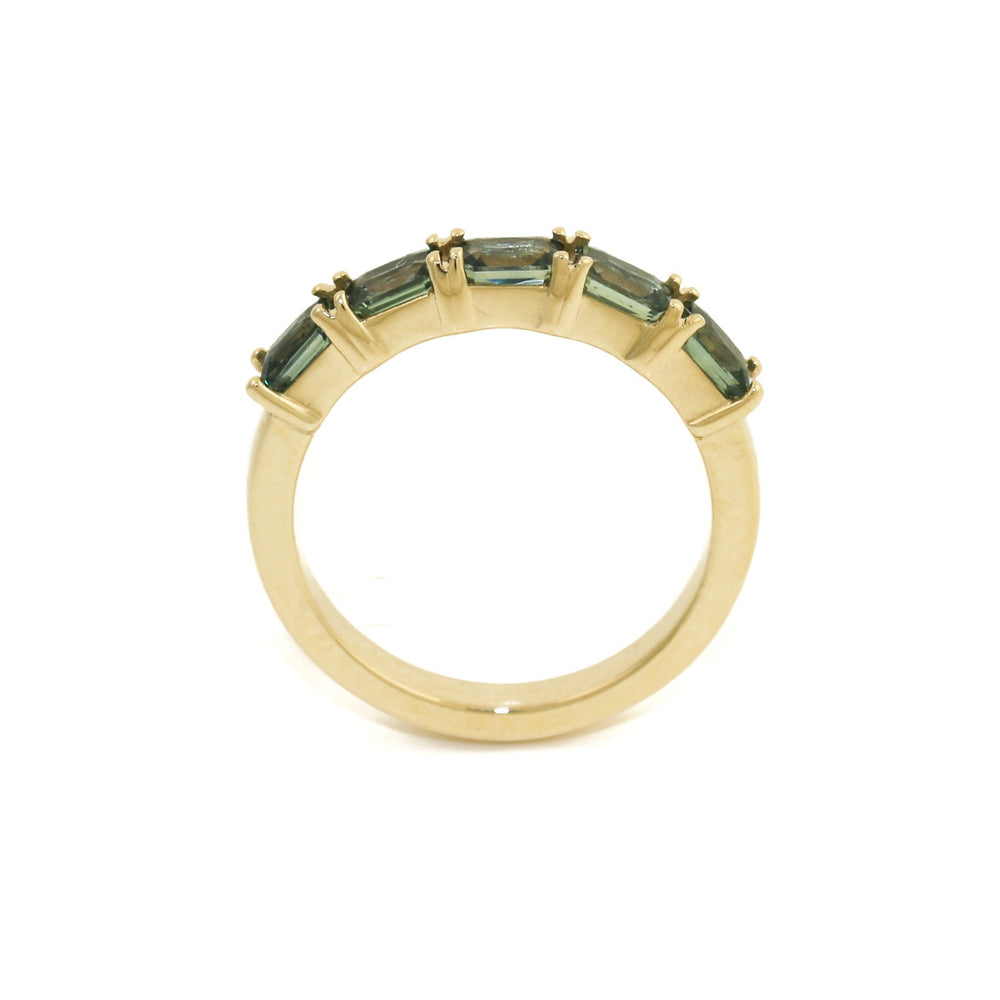 
                      
                        14K Gold Emerald- Cut Teal Sapphire Bead- Set Band - Kingdom Jewelry
                      
                    