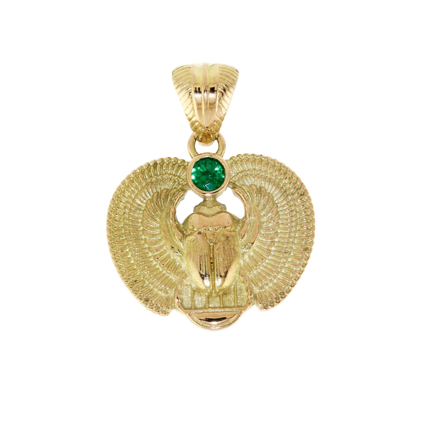 14k Gold Emerald Scarab Pendant - Kingdom Jewelry